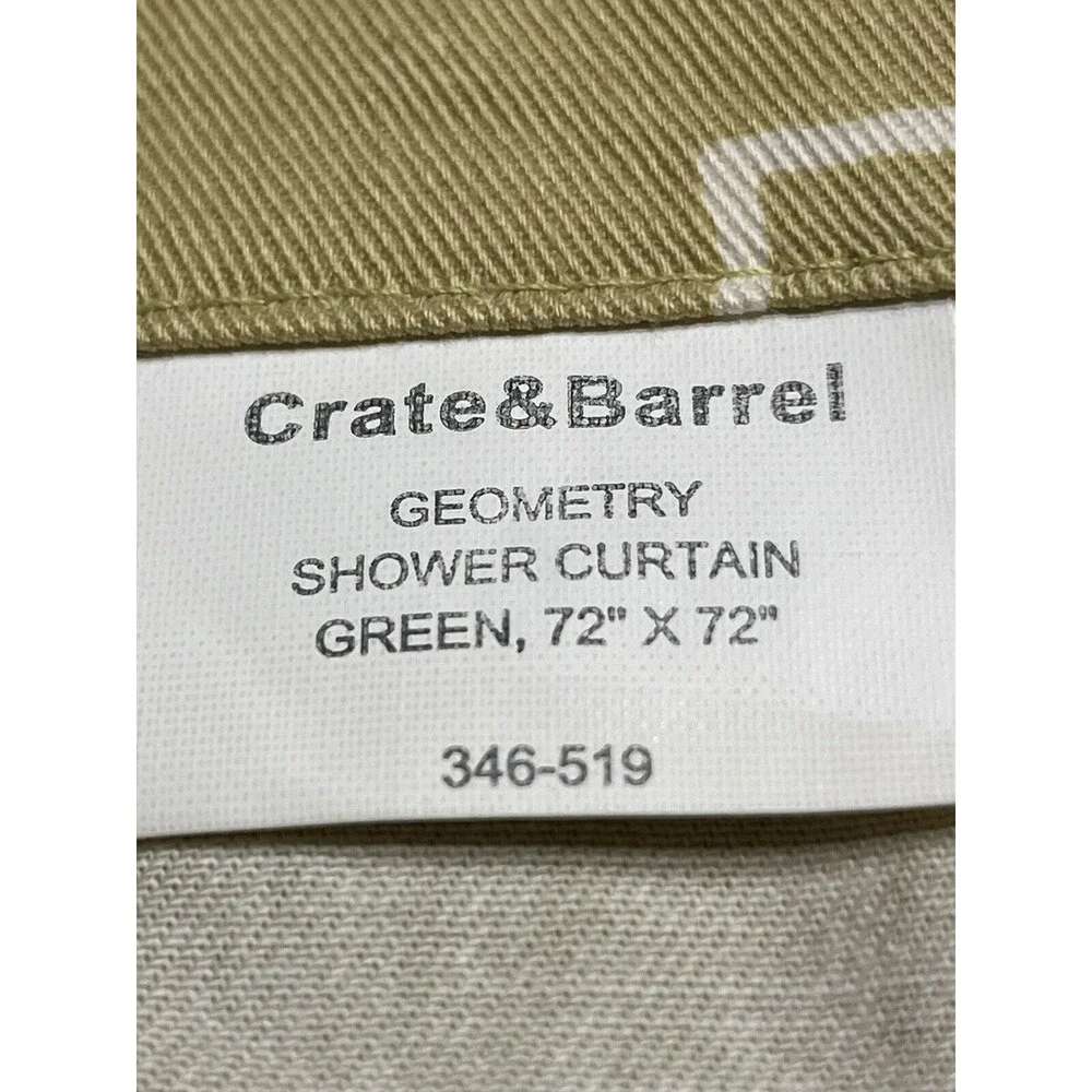Crate and Barrel Green Geometric Shower Curtain 100% Cotton